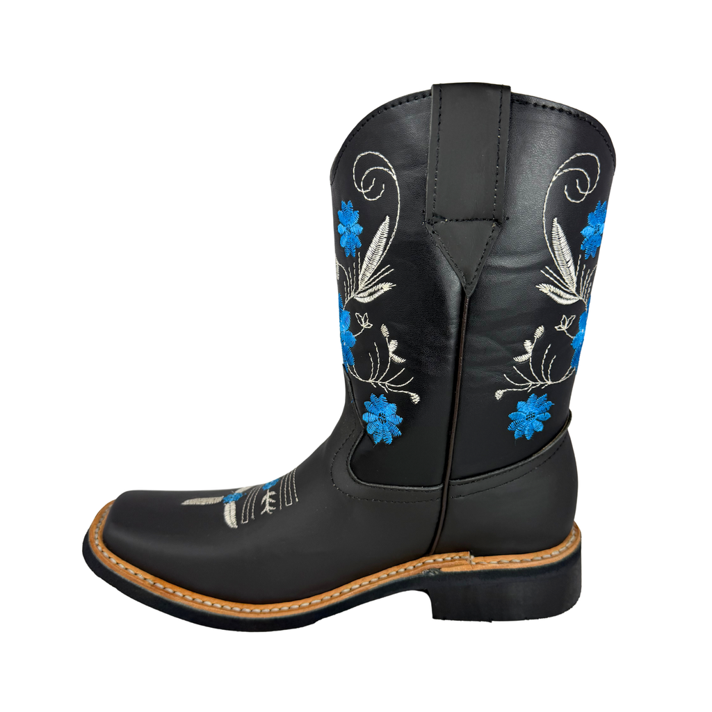Bota Vaquera Mujer Casual Bordada Piel Sintetico Moda Risel